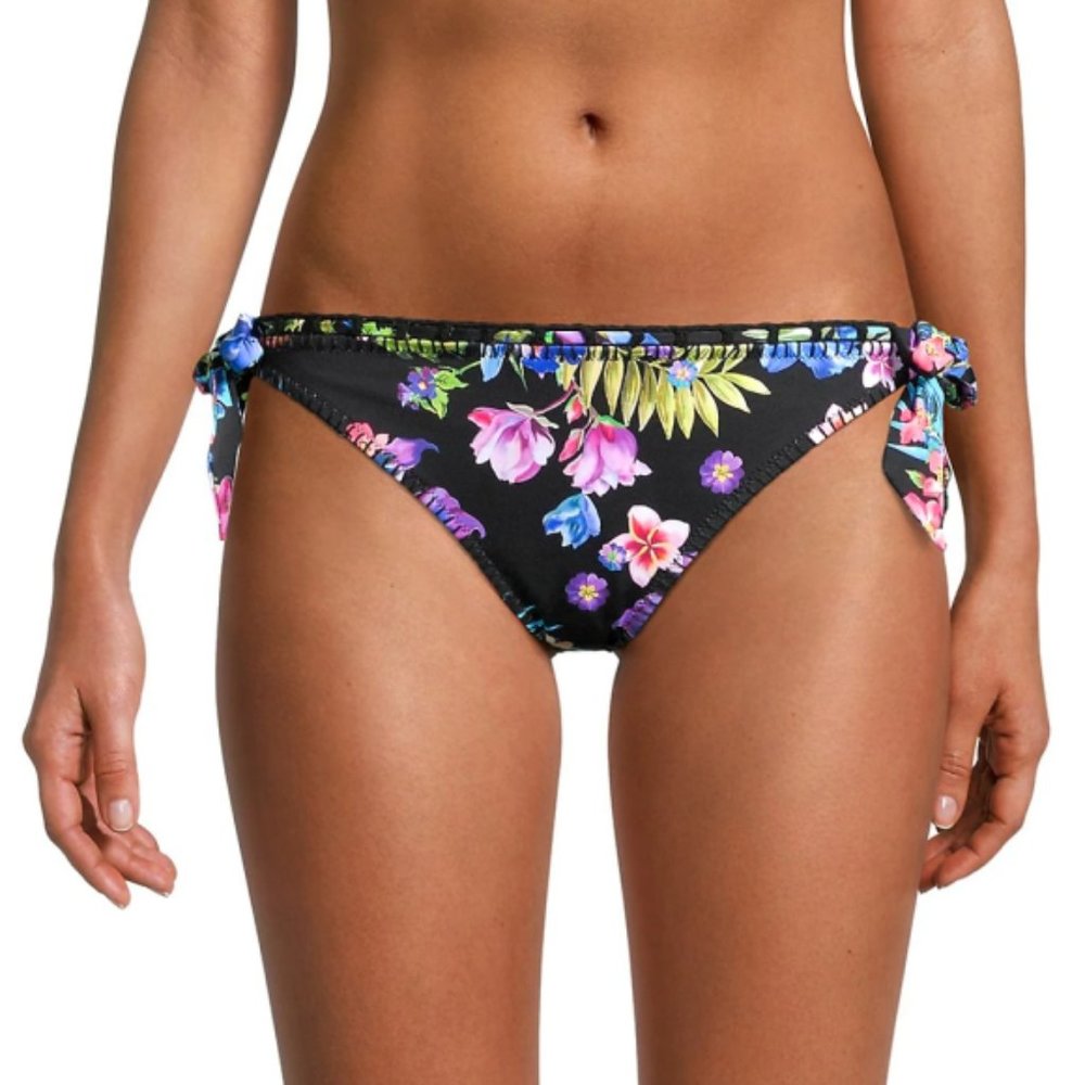 Johnny Was 'Caribbean' Side-Tie Floral-Print Hipster Bikini Bottom, Multicolor